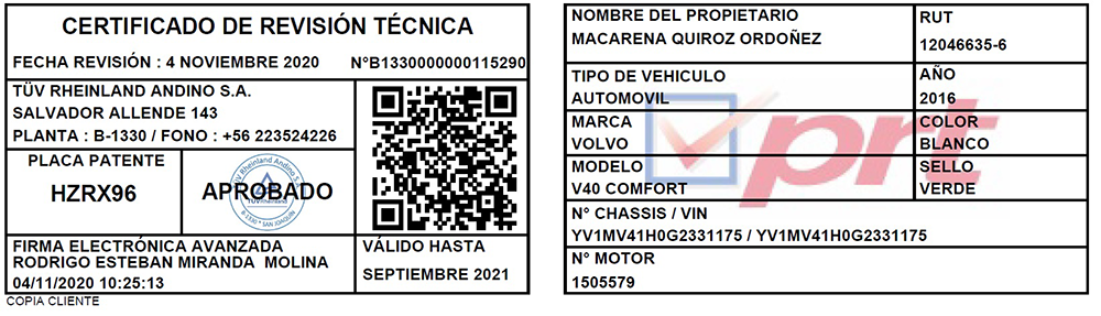 Certificado de Revisión Técnica